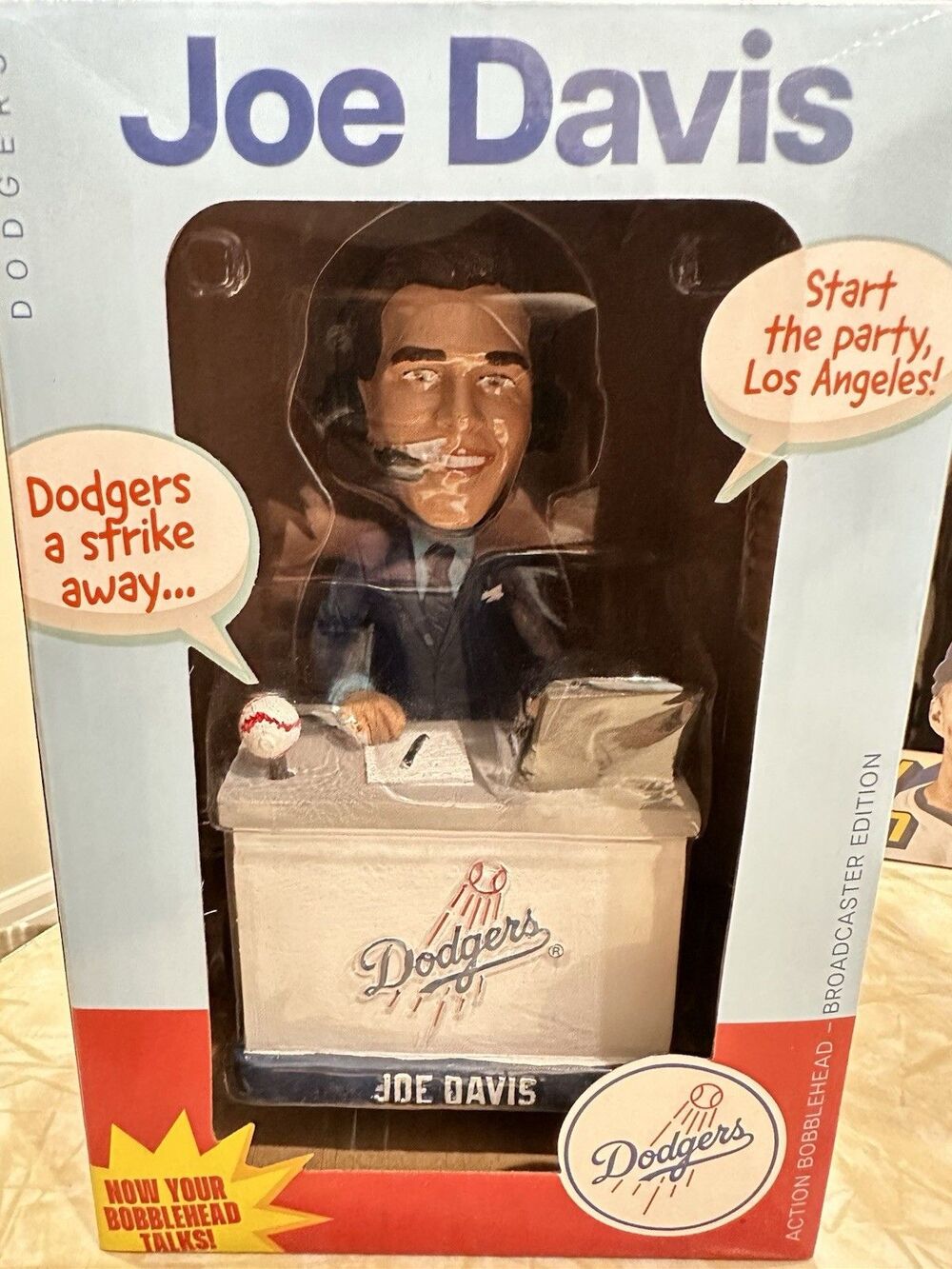 Joe Davis Talking LA Dodgers Bobblehead. New In Box.